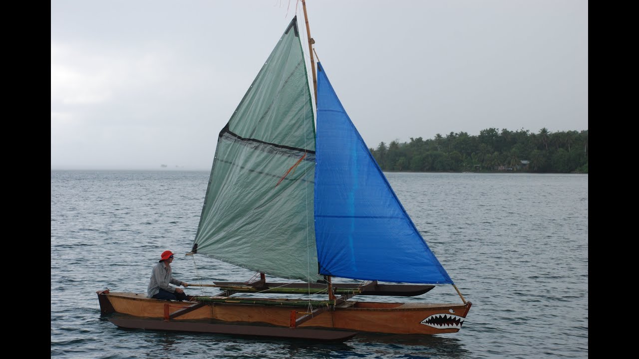 Wa'apa Trimaran Sailing Canoe, Fast, Homebuilt, Island Girl, Yap Island, Micronesia