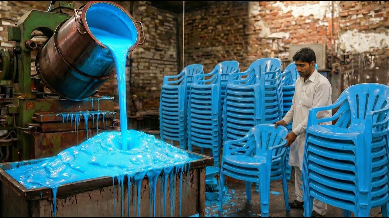Incredible Process of Recycling Waste Plastic Bags Into New Plastic Chairs | Full Factory Process
