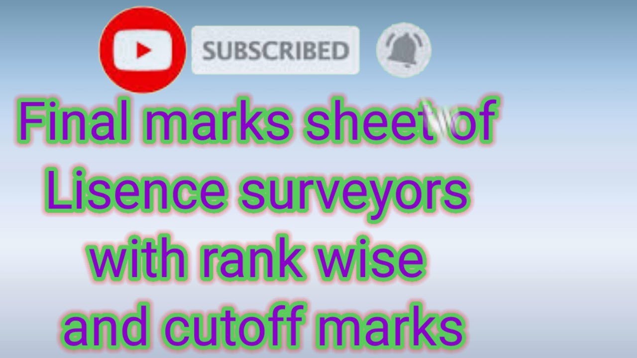 Final marks sheet of Lisence surveyors with rank wise and cutoff #dreamjob