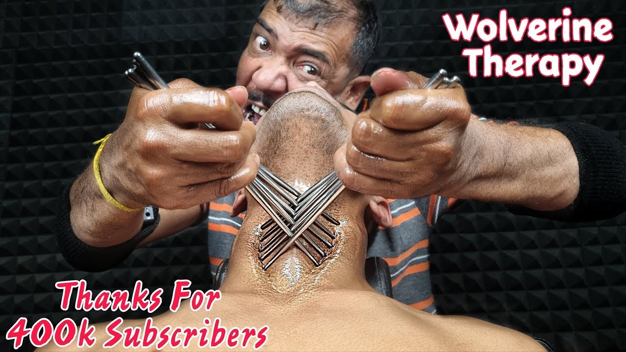 Wolverine Asim Barber With Wolverine Massage Therapy ASMR | Asim Barber Chopsticks Massage