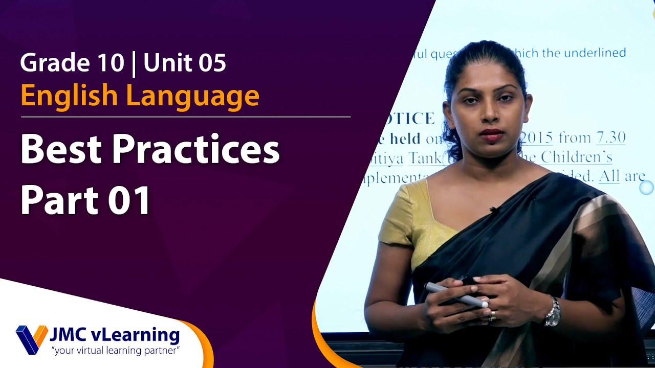 Grade 10 English Unit 05  - Best Practices Part 01