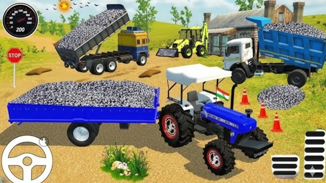  🛑Mahindra Tractor Driving With Trolley Transport Stone 🚜|| Tractor Simulator 3D gaming #tractor #3d