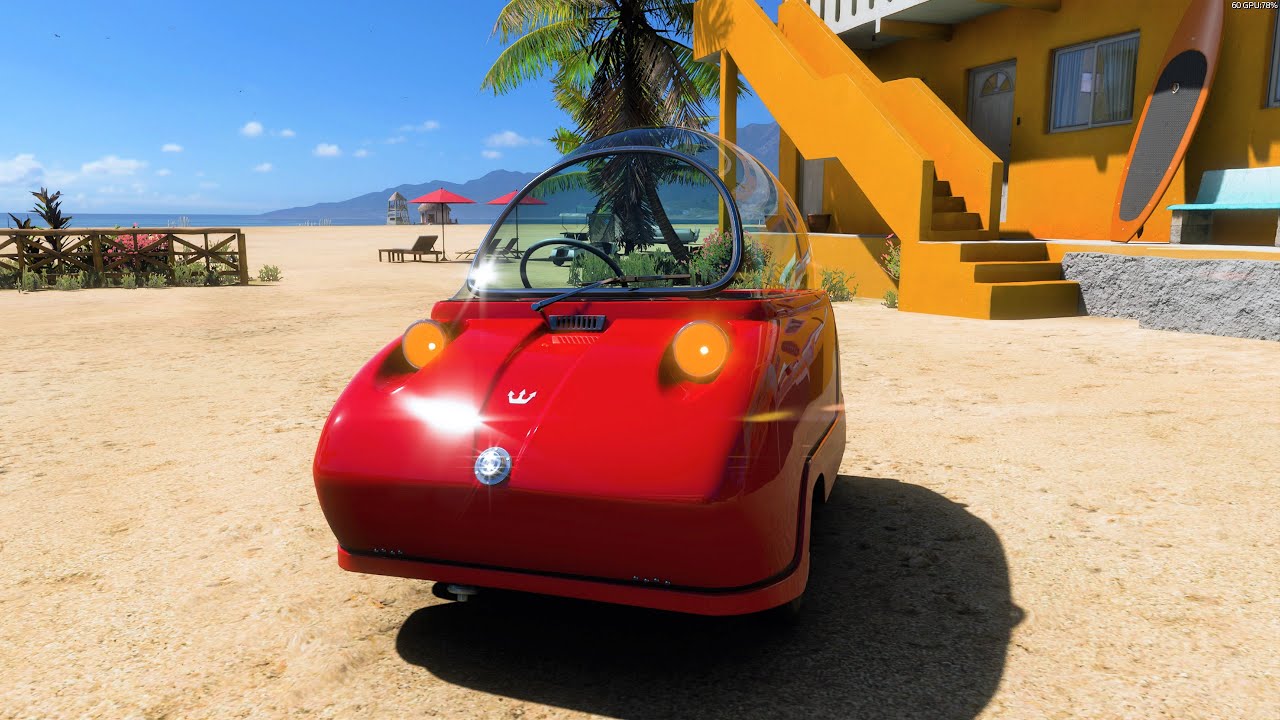 Forza Horizon 5 . Peel Trident 1965 . Car Show Speed Jump Crash Test Drive . 4K 60fps.