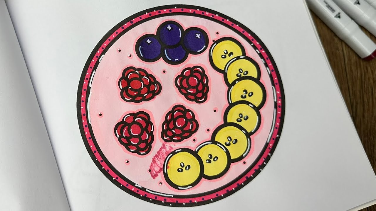 ASMR Relax Coloring | Cute Fruit Dessert Illustration | Marker Coloring