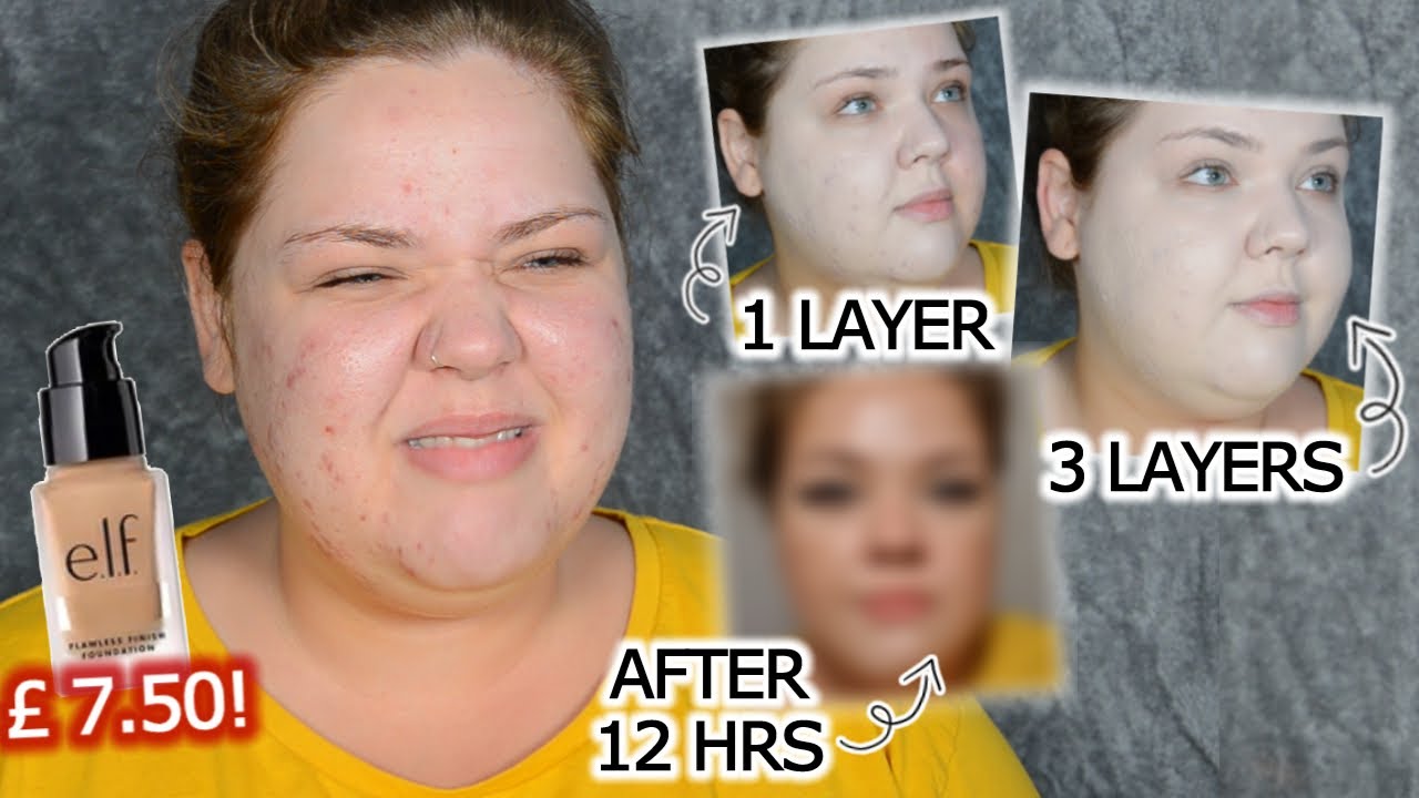 ELF FLAWLESS FINISH FOUNDATION TESTED ON OILY, ACNE PRONE SKIN (12 hours)
