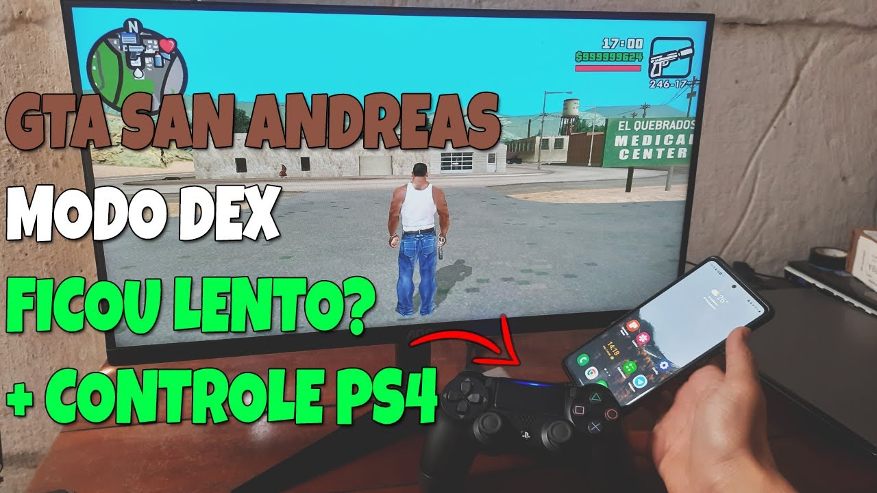 🔥 GTA San Andreas no S20FE | Modo DEX | Controle de PS4 🔥