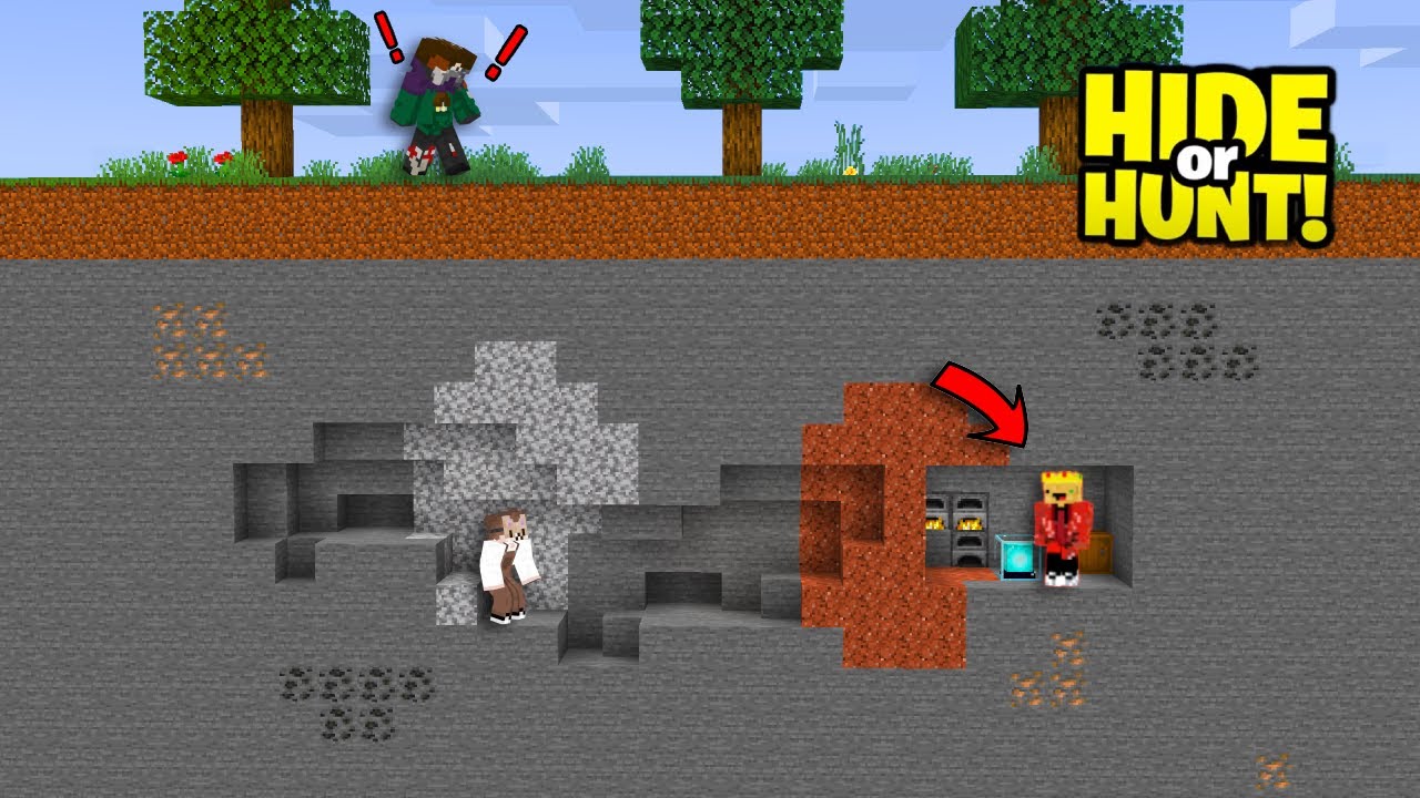 SECRET Minecraft Cave Base! (Hide Or Hunt)