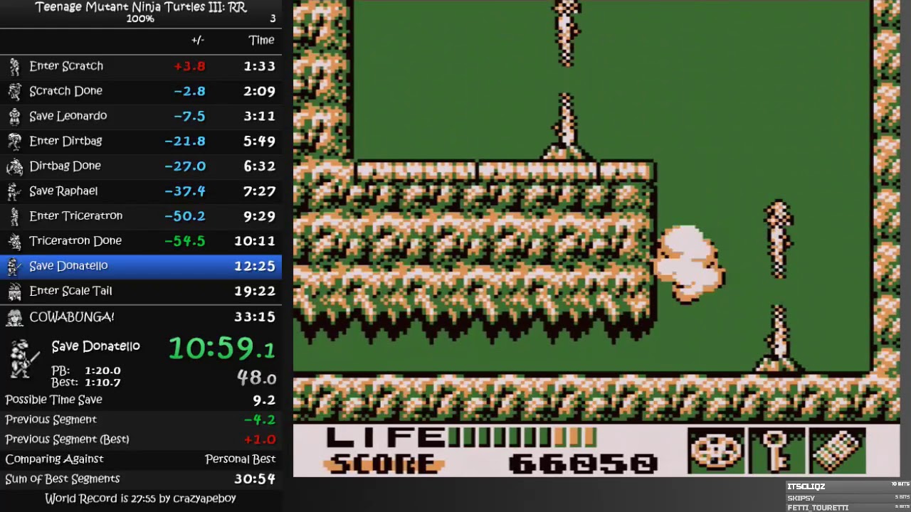Teenage Mutant Ninja Turtles III: Radical Rescue Speedrun 100% in 30m44s