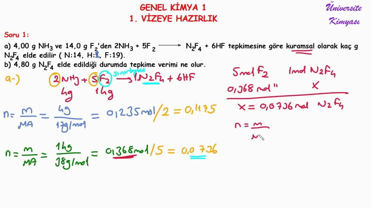 GENEL KİMYA 1 | 1. VİZEYE HAZIRLIK (2023 3)