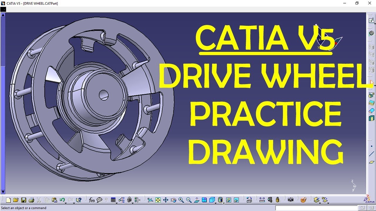 CATIA V5 DRIVE WHEEL Practice Design for beginners | CATIA Practice | CAD Designs