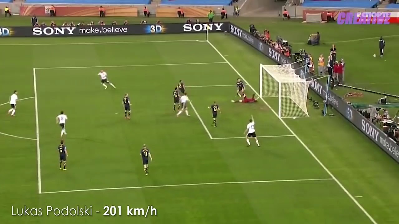 Lukas podolski and hulk over 200km/hr kick