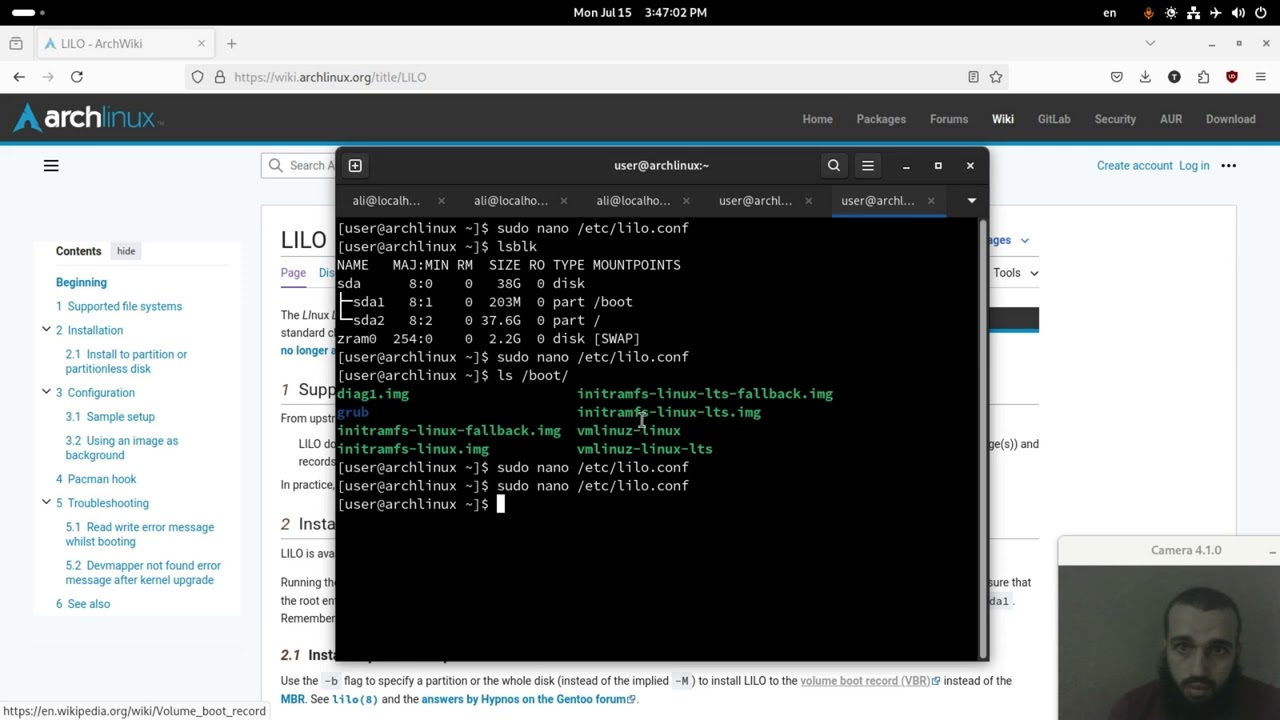 lilo bootloader setup on Arch Linux (replacing grub)