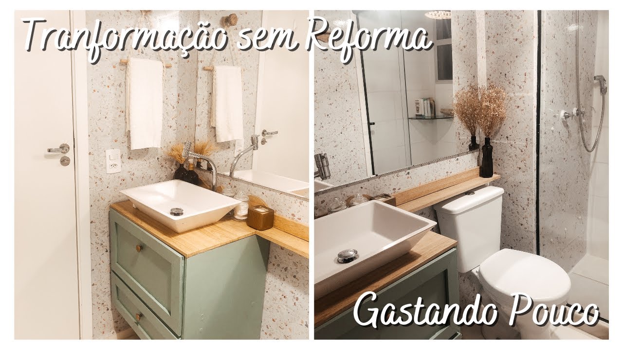 TRANSFORMAÇÃO NO BANHEIRO | REFORMA SEM OBRA GASTANDO POUCO | NOVA DECORAÇÃO DO BANHEIRO