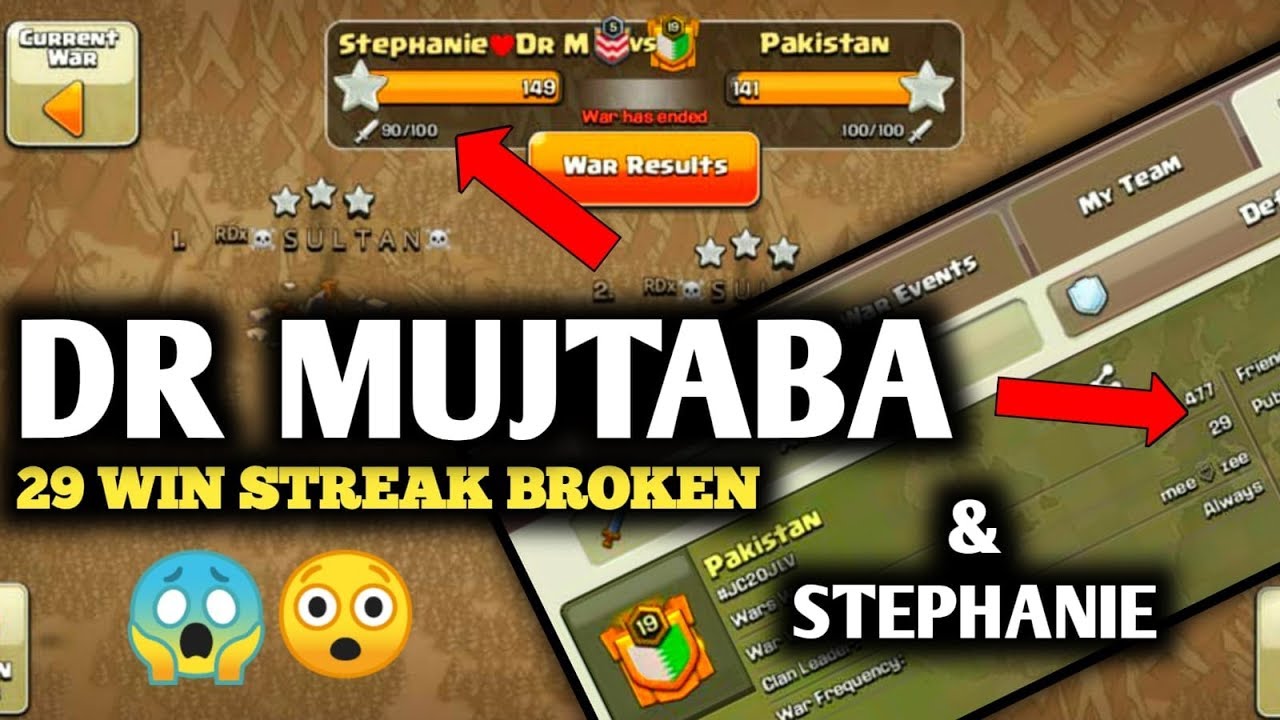 DR MUJTABA & STEPHANIE BROKE 29 CLAN WAR STREAK ♥️ CLASH OF CLANS