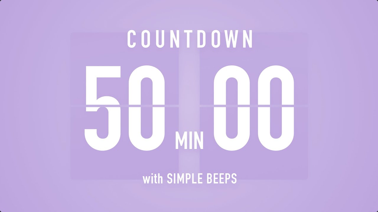 50 Minute Countdown Timer ⏳ Flip Clock with Bell Alerts 💜🔔