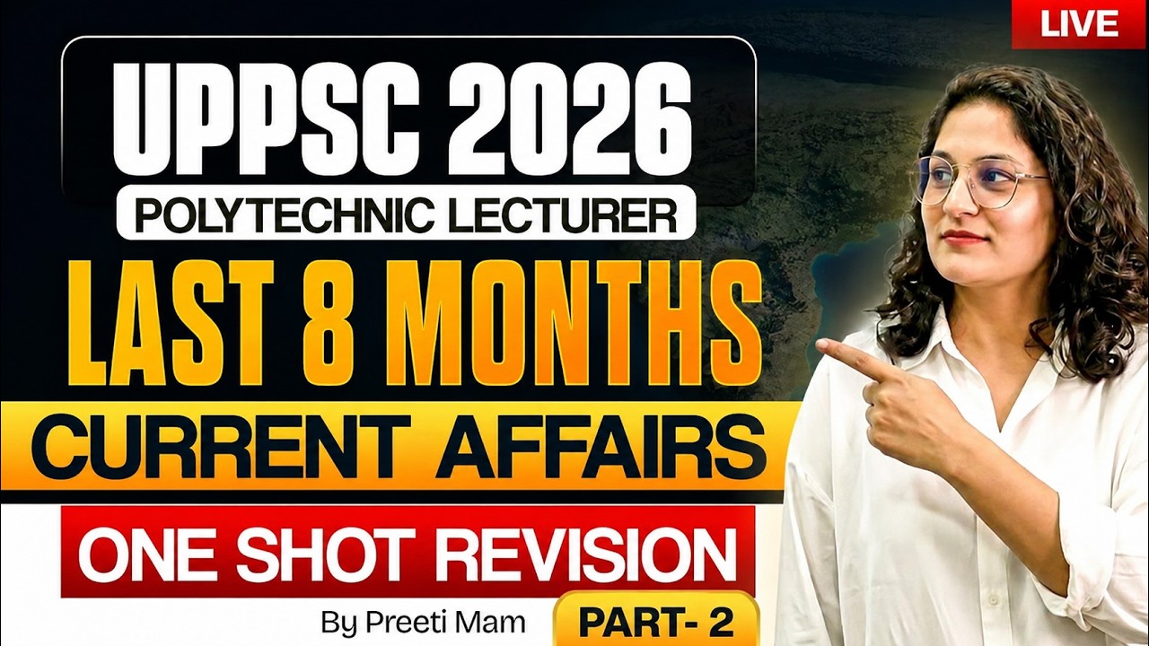 UPPSC Polytechnic Lecturer 2026 | Last 8 Months Current Affairs | One Shot Revision by Preeti Mam