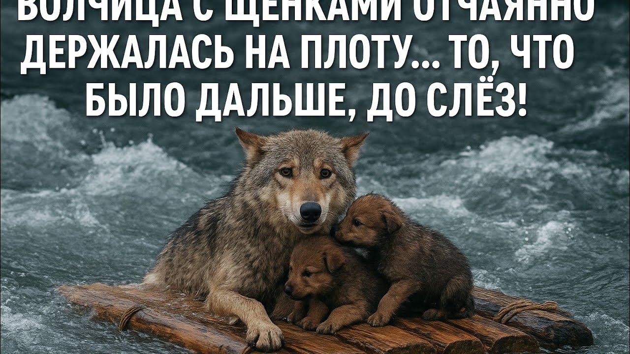ВОЛЧИЦА С ЩЕНКАМИ ОТЧАЯННО ДЕРЖАЛАСЬ НА ПЛОТУ… ТО, ЧТО БЫЛО ДАЛЬШЕ, ДО СЛЁЗ!