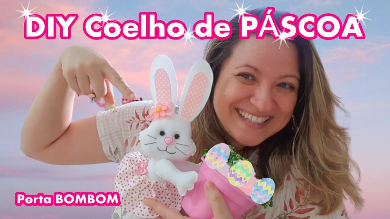 Coelho Porta Bombom,Vasinho decoração de Páscoa em feltro -Alice Camargo