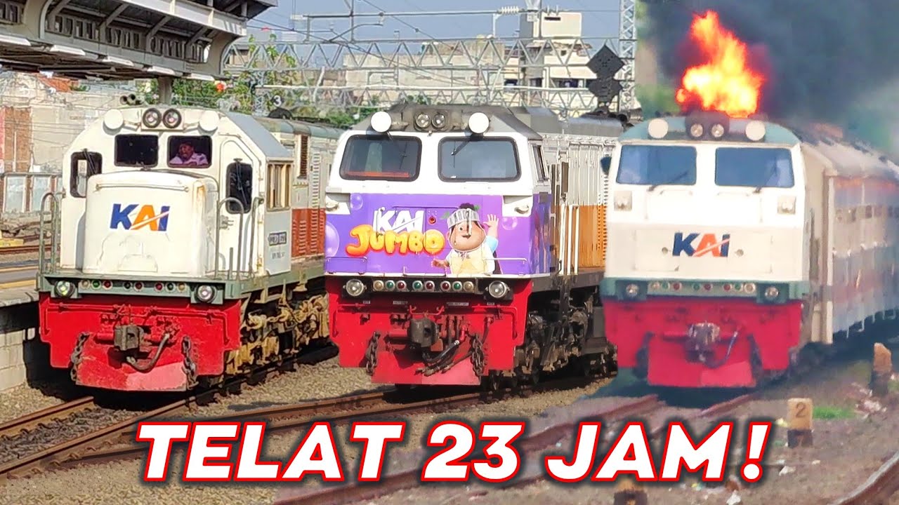 TELAT 23 JAM ! LOKOMOTIF NGAMUK KOBONG API‼️ Kumpulan Kereta Api Terlambat Imbas KA Anjlok di Subang