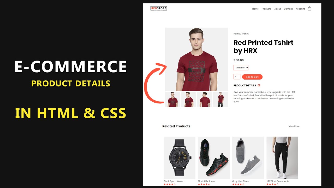 Part 3 Ecommerce Website Design In HTML & CSS | Create eCommerce Site Product Details Page