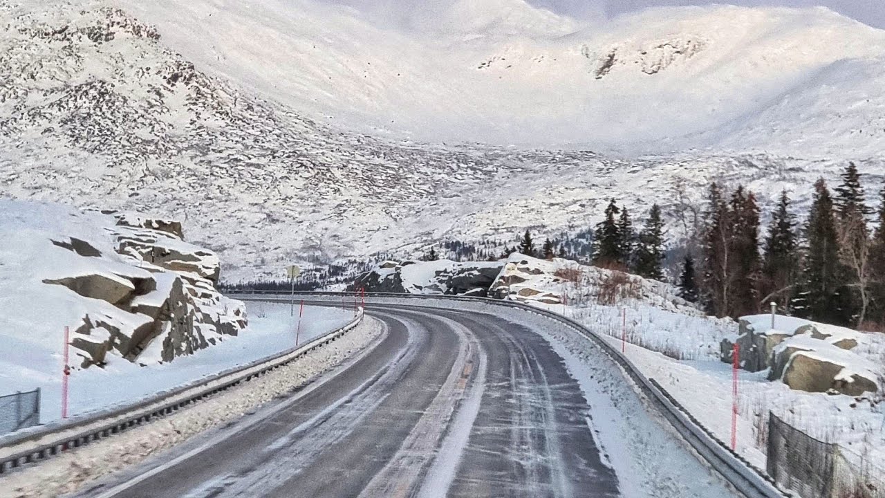 Norway 4K60 DC Norway Winter Truck Driving From Mosjøen to Korgfjelltunelen Volvo FH540 iSave 8x4