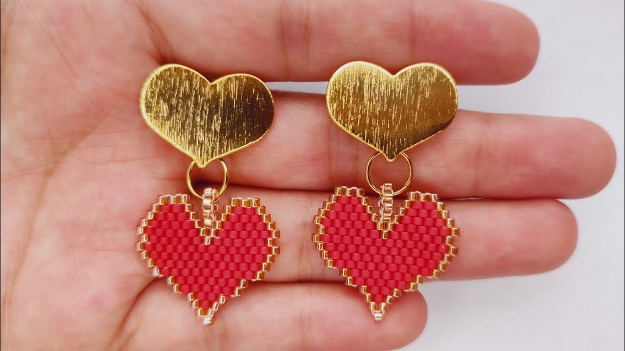 Corazón en Miyuki / Aretes en Miyuki paso a paso