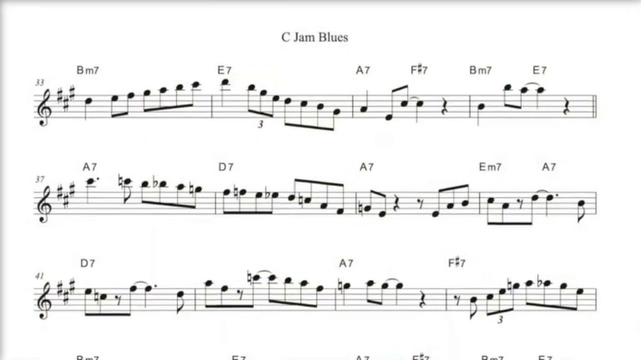 C Jam Blues Alto Sax - Swing Jazz