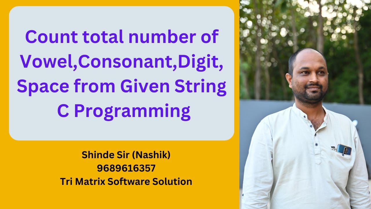 Count Total Number of Vowel Consonant digit space from given string C Programming