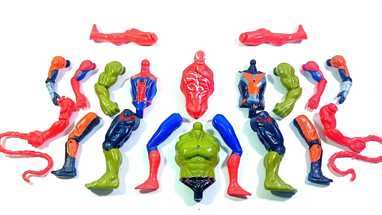 ASSEMBLE SUPERHERO TOYS.. VENOM vs SPIDERMAN vs ANT MAN vs HULK SMASH.. 