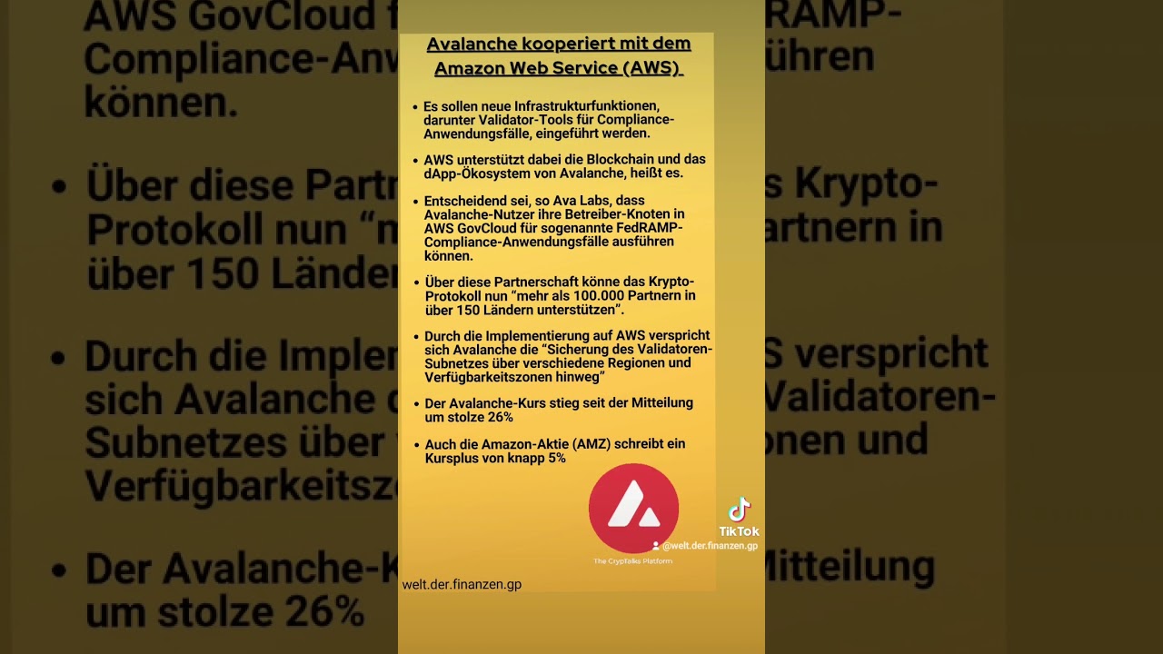 Avalanche Kooperation mit Amazon