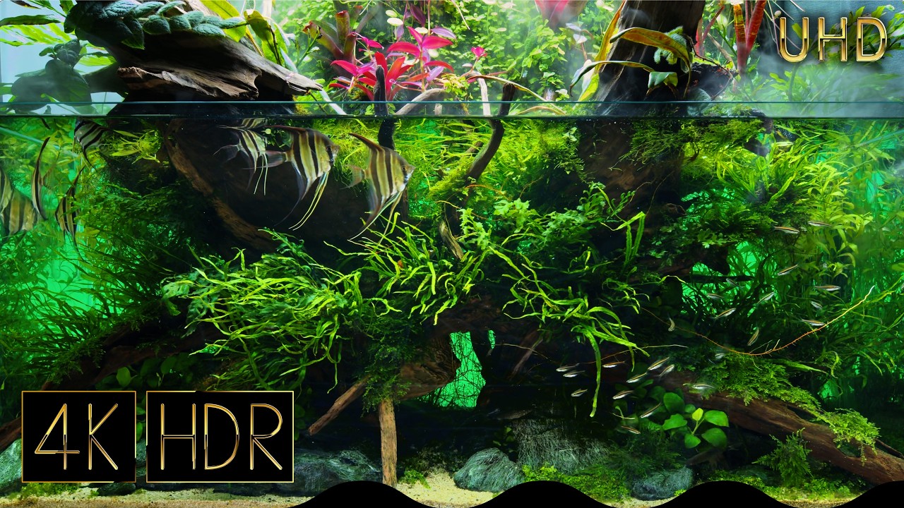 [UHD16:9] Dynamic Driftwood Aquaterrarium｜Fixed 3hours 4K HDR 60fps｜Real Aquarium ｜Untitled