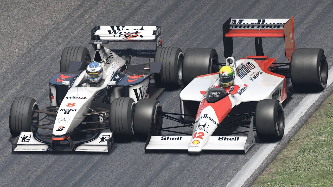 Ayrton Senna vs Mika Häkkinen | 1988 McLaren-Honda MP4/4 vs 1998 McLaren-Mercedes MP4/13 F1 at Monza