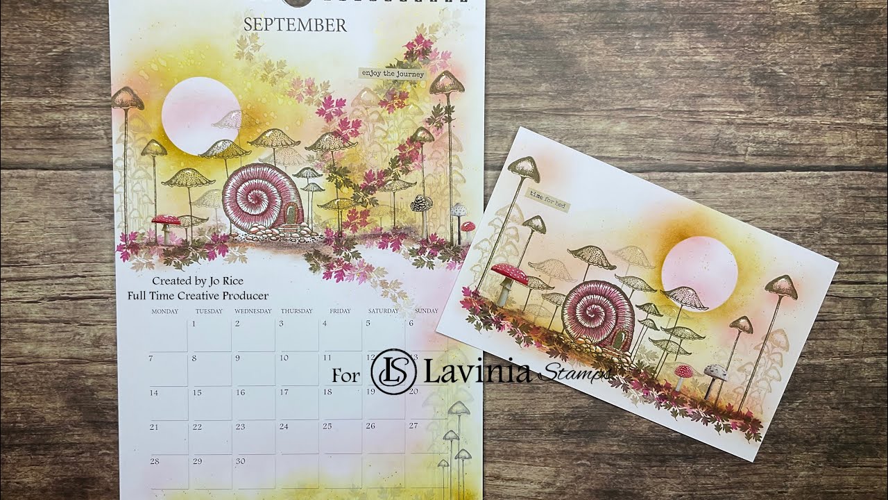 Грибы к сентябрю от Джо Райс #laviniastamps #calendar #cardmakingvideo