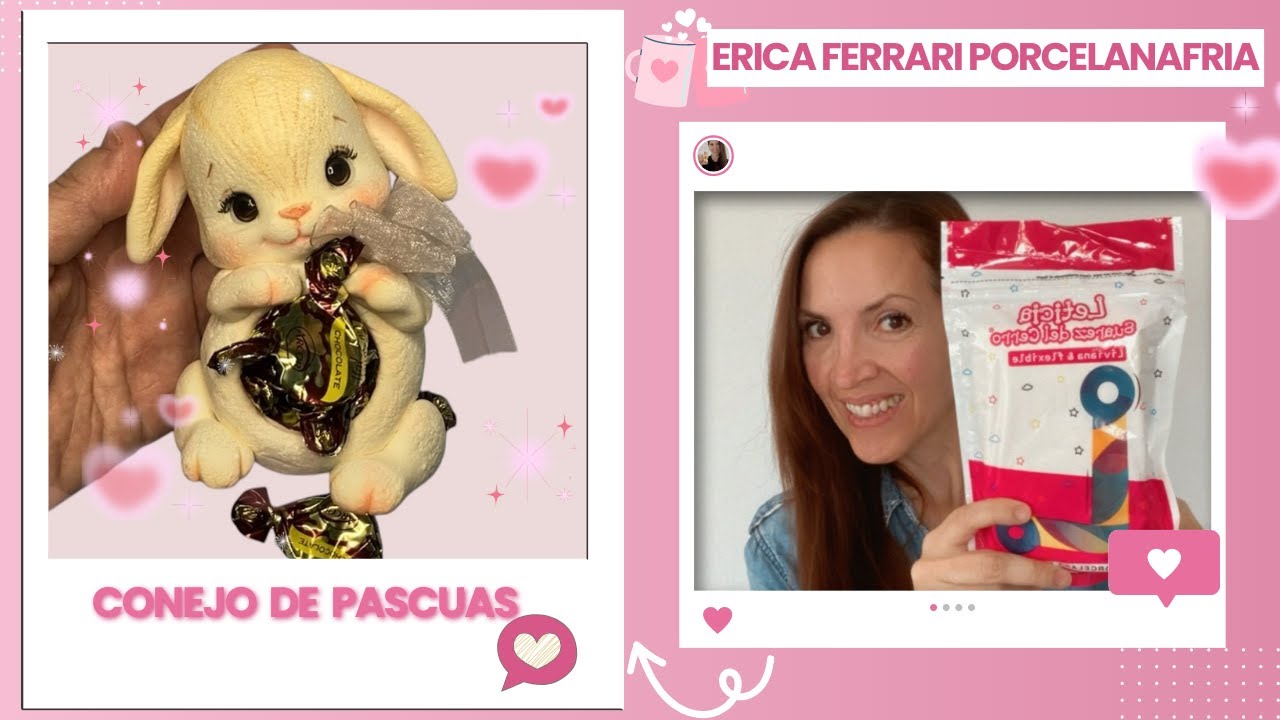 Conejo  Caramelera en Porcelana  fría Liviana de  Nicron (Reciclando foco de luz)