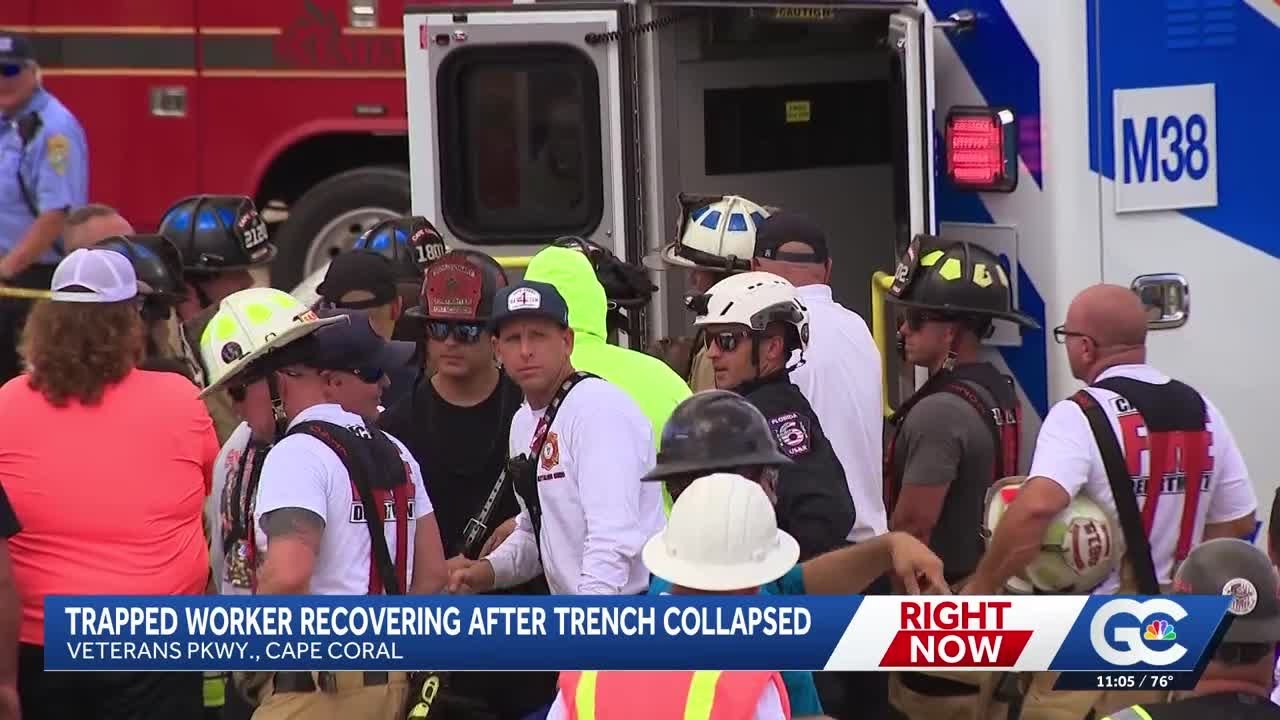 Worker rescued after being pinned by pipe at Lee Health Cape Coral construction site