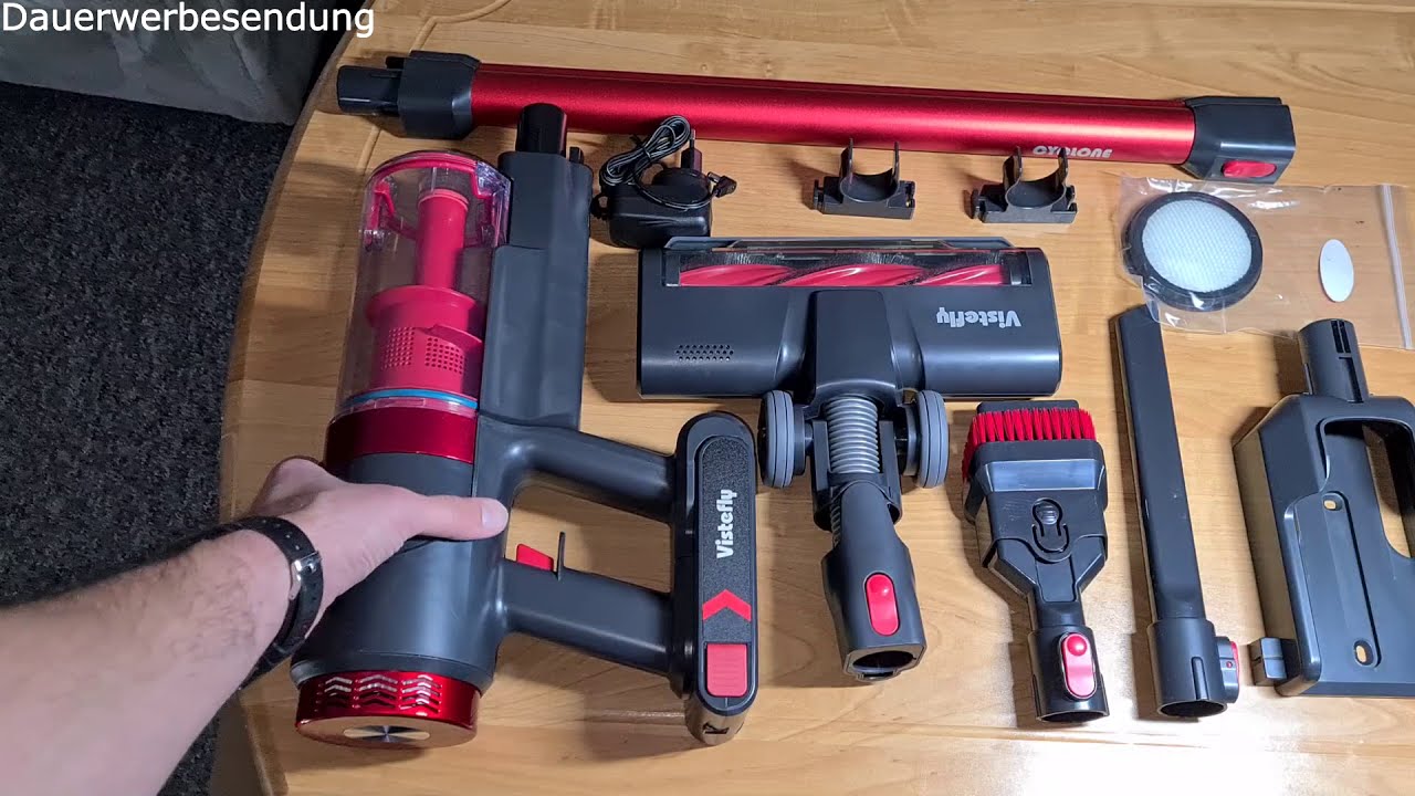 muss nicht teuer! Vistefly Akku Staubsauger 250 Watt Brushless Motor mit elektrisch drehender Bürste