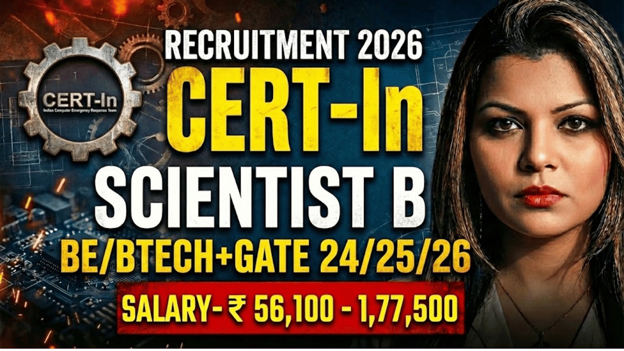 CERT-In RECRUITMENT 2026 || SCIENTIST B || 133 POSTS || BE/BTECH || ₹ 56,100 -1,77,500 || FRESHERS