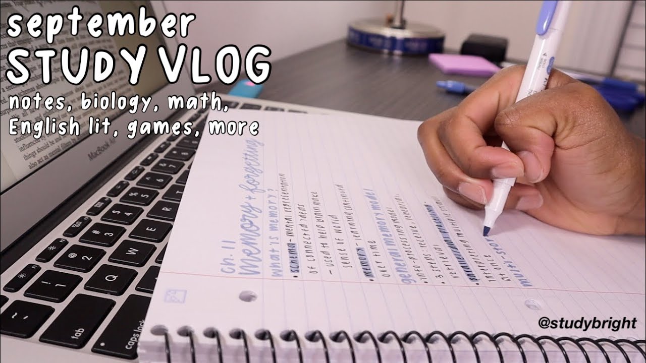 study vlog: september - lots of note taking, bio & math assignments, games | studybright