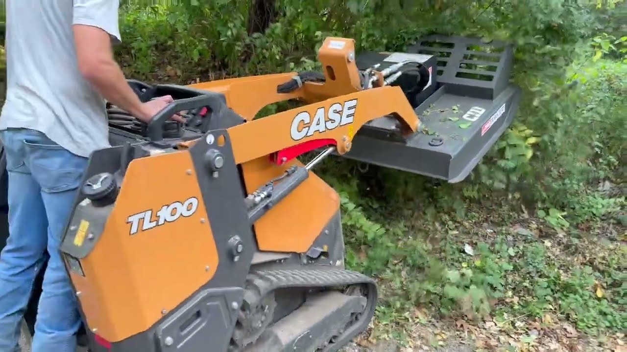 Case TL100 Mini Skid Steer Clearing Brush Real-Time with CID Mini Skid Steer Brush Cutter