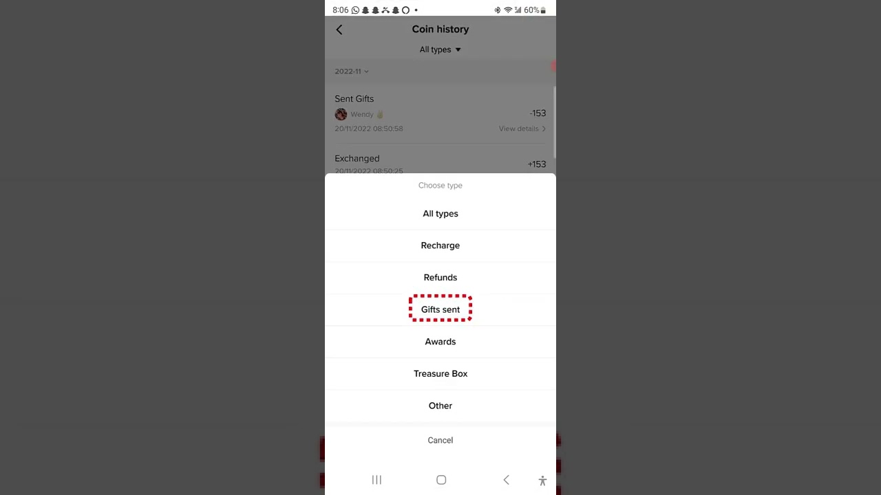 TikTok Gifts Sent to other Creators. Where to find what you have sent