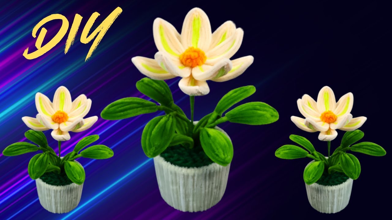 Super Cute Mini Flower Pot 😍 Made from Velvet Wire &ndash; Simple but Stunning ✨🌼