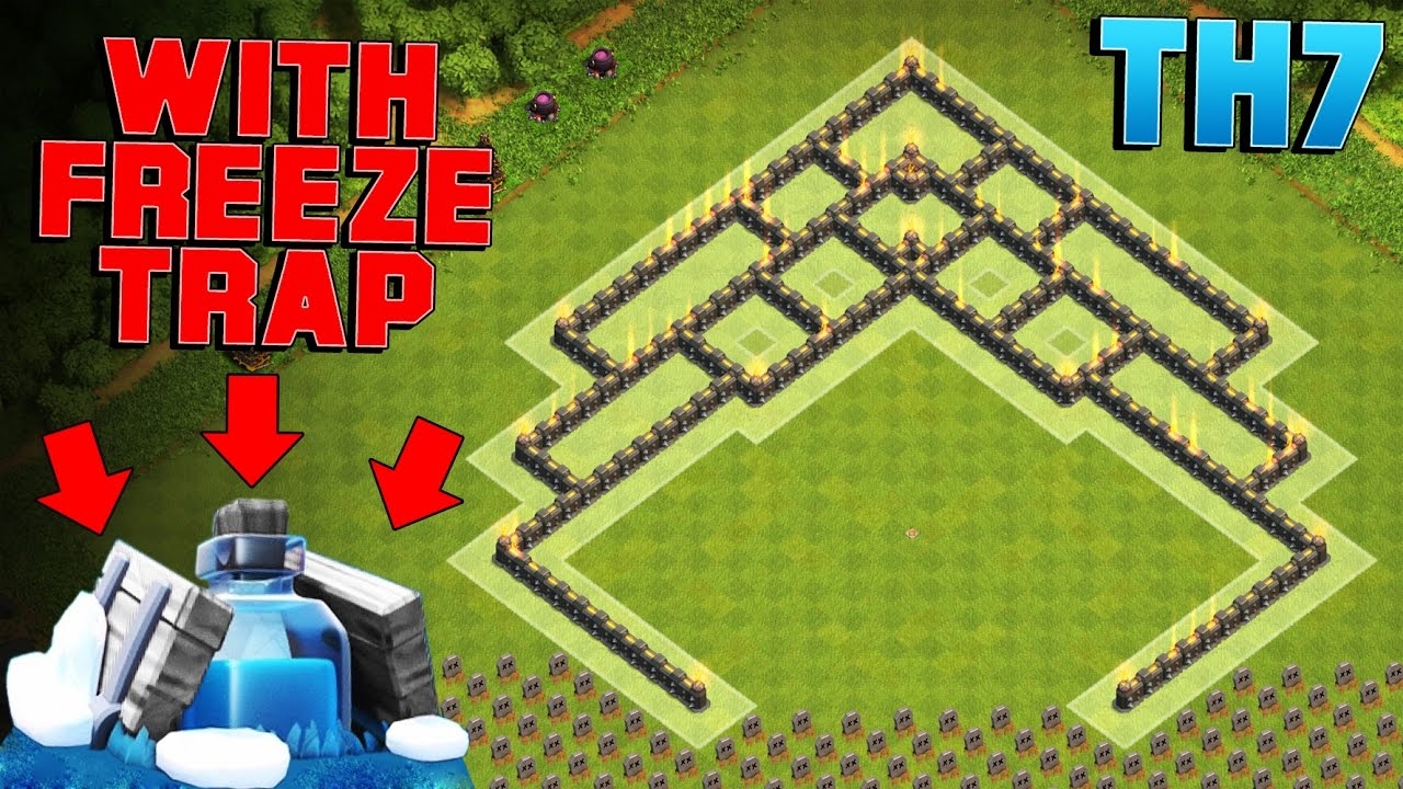 Clash of Clans | TH7 Base with NEW FREEZE TRAP | BEST TH7 Trophy Base Replays [CoC Town Hall 7 Base]