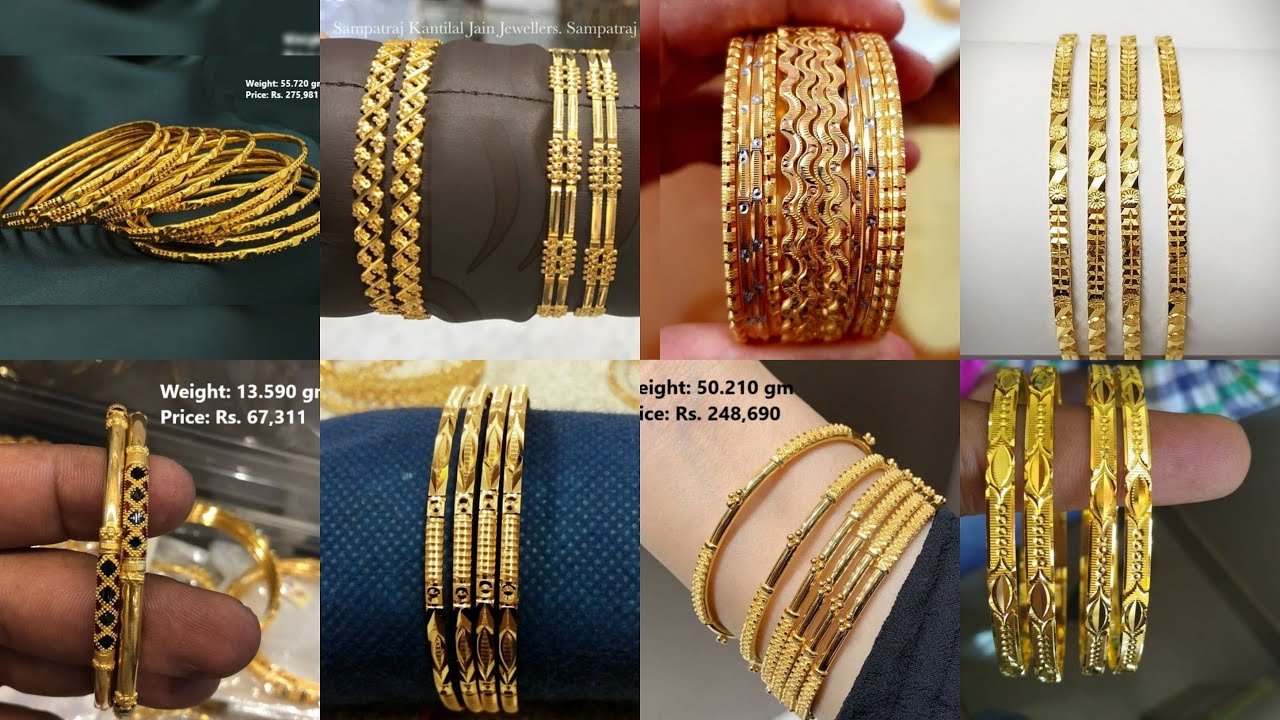 Lightweight Gold bangles designs 2022 with weight and price| Best gold jewellery collection #Indhus
