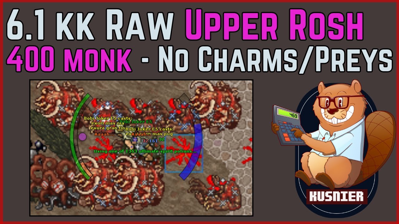 400 Monk 6.1kk raw UPPER ROSH | No Charms/Preys | Tibia Test Server
