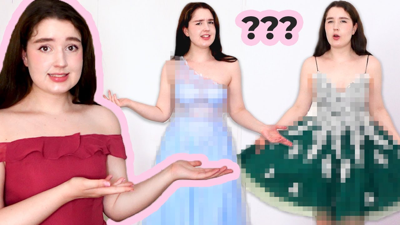 MYSTERY dress try on haul | trying on prom dresses