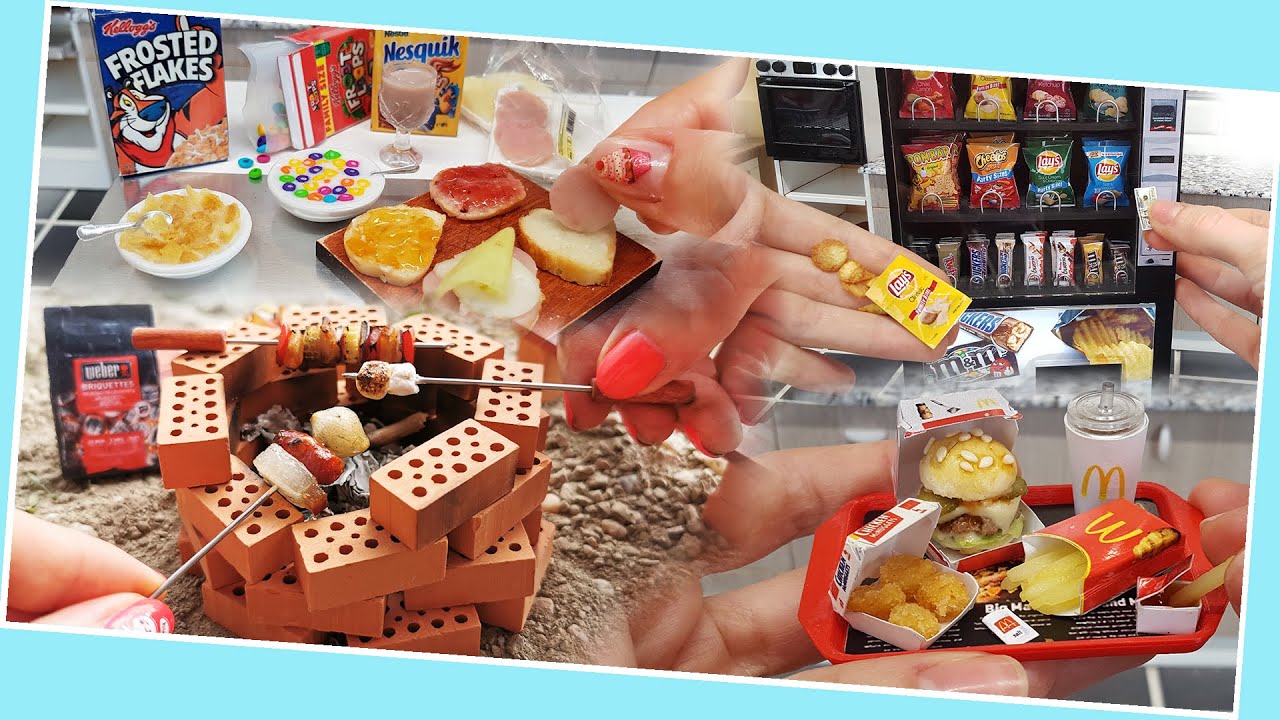 Mini cooking selection from mini food videos: Mc Donald's, hamburger, breakfast, chips, barbecue :)