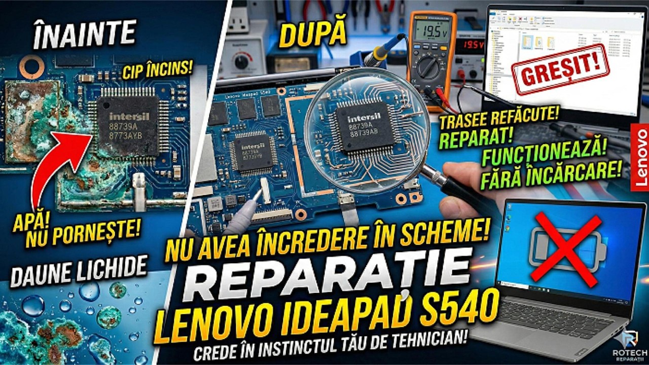 NU te încrede orbește în scheme! 🛠️ Reparăm un Lenovo Ideapad S540 cu daune lichide !