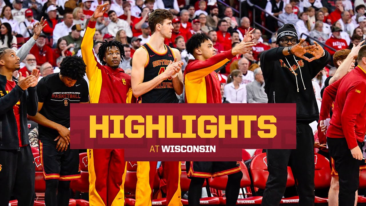 USC Men's Basketball at Wisconsin Highlights | Trojans win 73-71