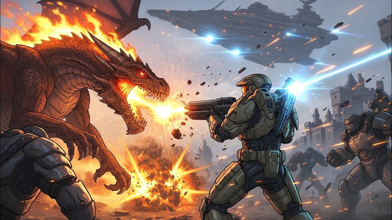 WHAT IF Halo's UNSC Infinity Invaded Skyrim? (Spartans vs Dragons)