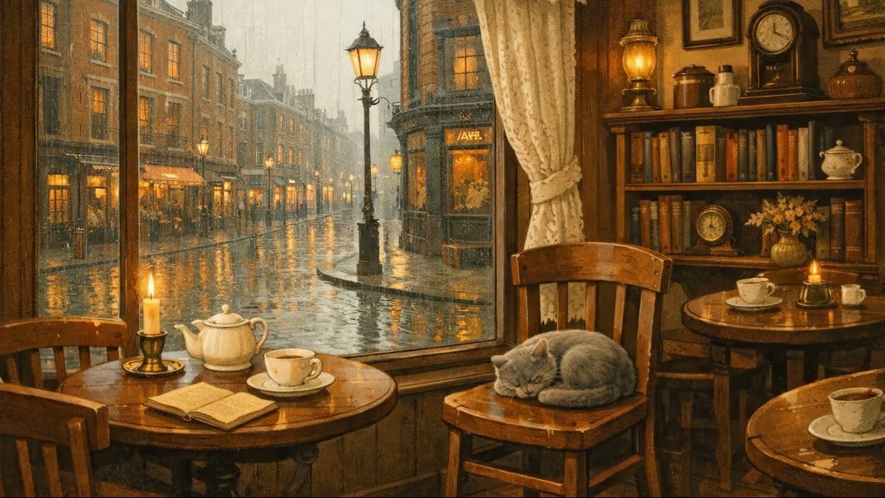Rainy London Café Ambience ☔ | Soft Vintage Jazz (1930s) for Focus & Reading (1.5H)